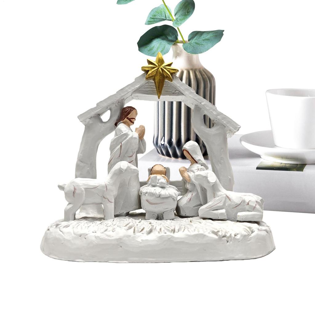 Nativity Scene Ornaments Manger Scene Nativity Christmas Decorations Resin Jesus Birth Home Decor For Bedroom Living Room