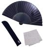 Folding Stylish Business Fan Folding Fan and Handkerchief Set for Good Fortune [Osaka Choseido] Men's Fan, Bag, Case, (Navy Owl)