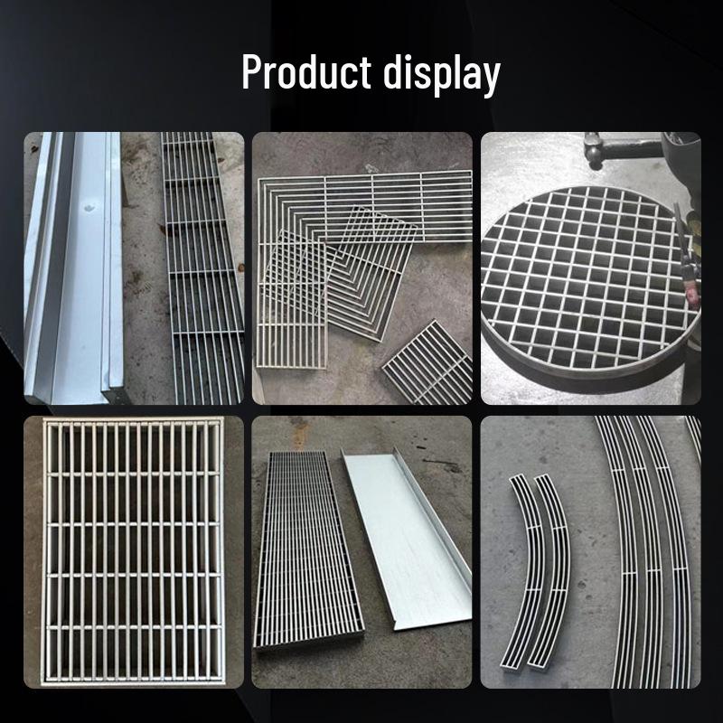 Gitterrostabdeckung aus Edelstahl 304 für Entwässerungsrinnen und Schächte.