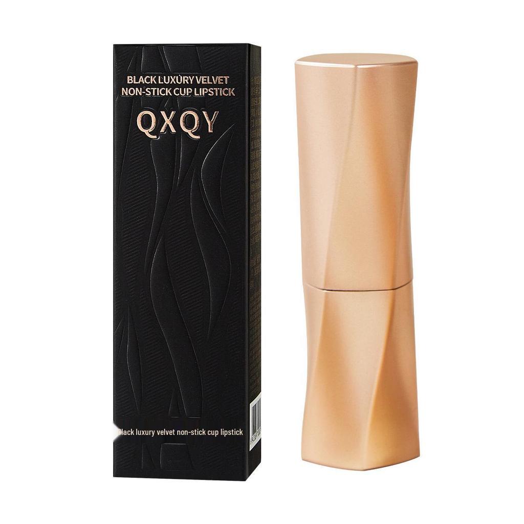 QXQY Schwarzer Samt-Matter Lippenstift - Langanhaltend, Wasserdicht, Retro Bohnenpasten-Farbton für Frauen