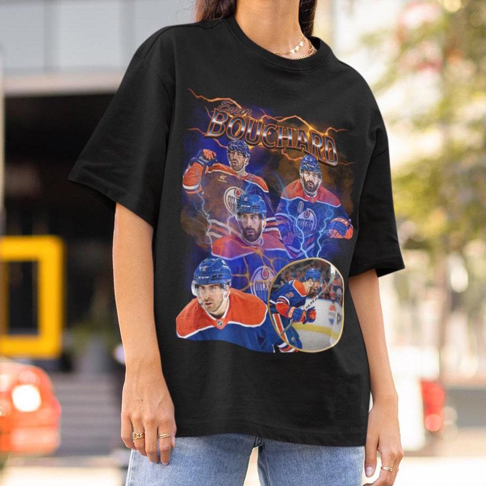Evan Bouchard Oilers Shirt Vintage 90s Edmonton Oilers NHL Hockey Tee Design Retro Bootleg Gift Graphic Tee Unisex T-Shirt Limited Edition M