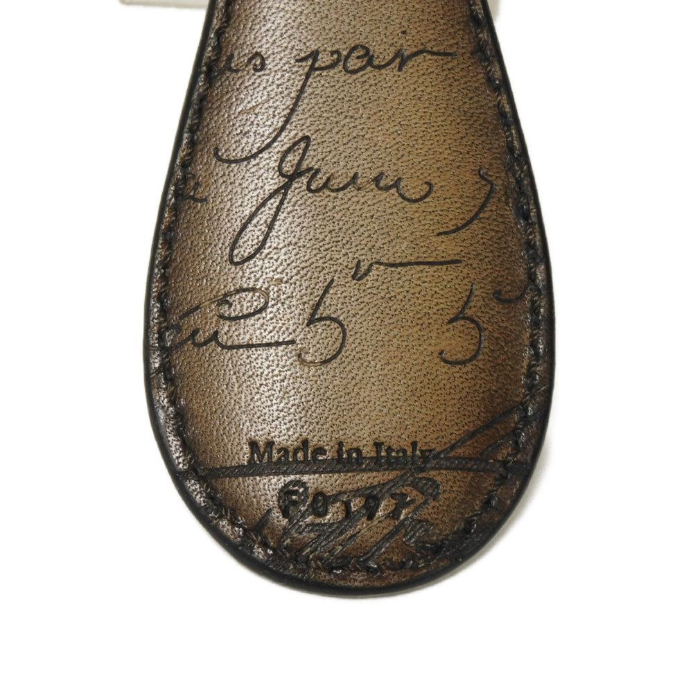 Used 11828 Shoehorn Scritto Leather Key Ring 7950 Brown 3-Ring Calligraphy Tobago Men's from Japan AUTHENTIC