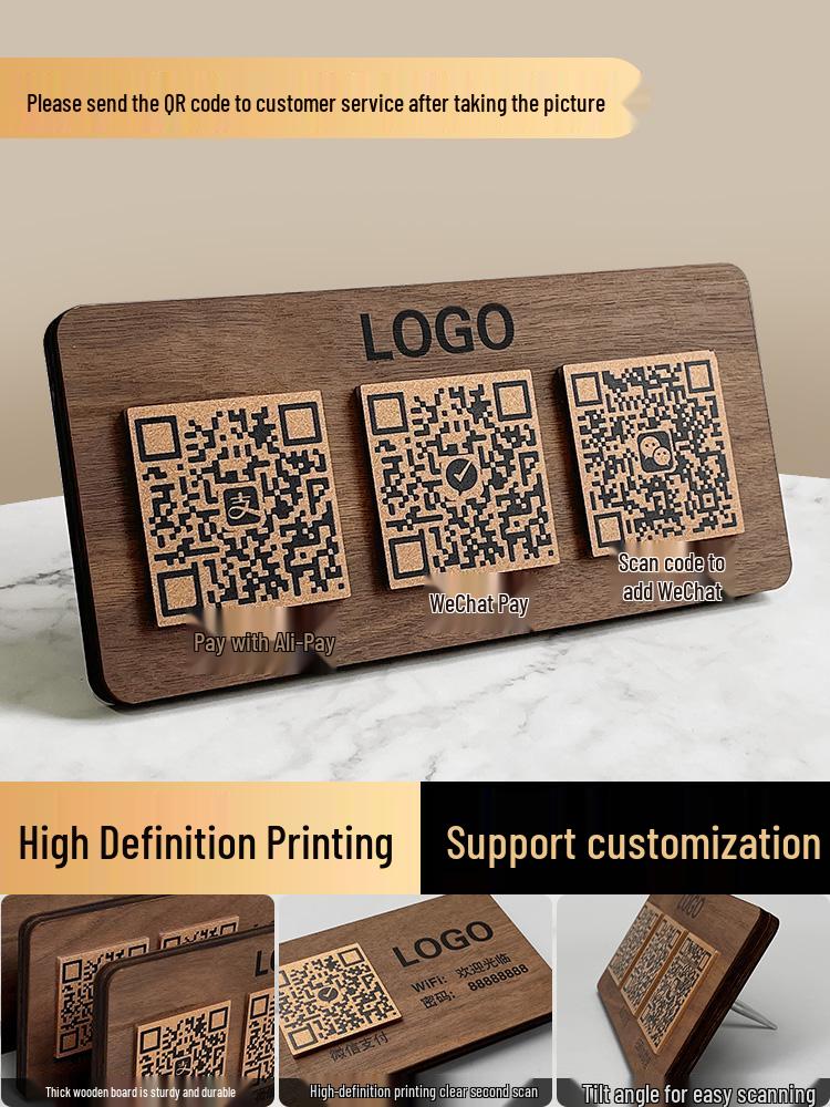 Soporte de Exhibición de Código QR Acrílico Personalizado para Pagos Alipay y WeChat