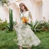 French Floral Ruffled V-neck Midi Dress