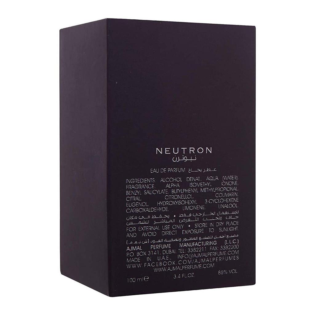 Ajmal Neutron Eau De Parfum Long Lasting Scent Spray 100ml 7JT2716
