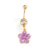 Yousheng Bauchnabelpiercing, Edelstahl Blume Design Bauchnabel Schmuck, Bauchpiercing Ring mit Klarem Zirkonia Inlay, Bauchnabel für Empfindliche Haut