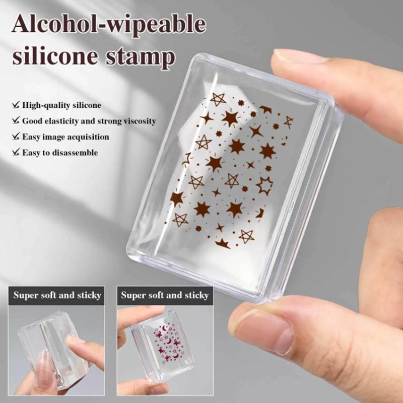 Transparent Nail Seal With Scraper Erasable French Nails Stamp Template Printing Tool Nail Polish Stamping Manicure Tool