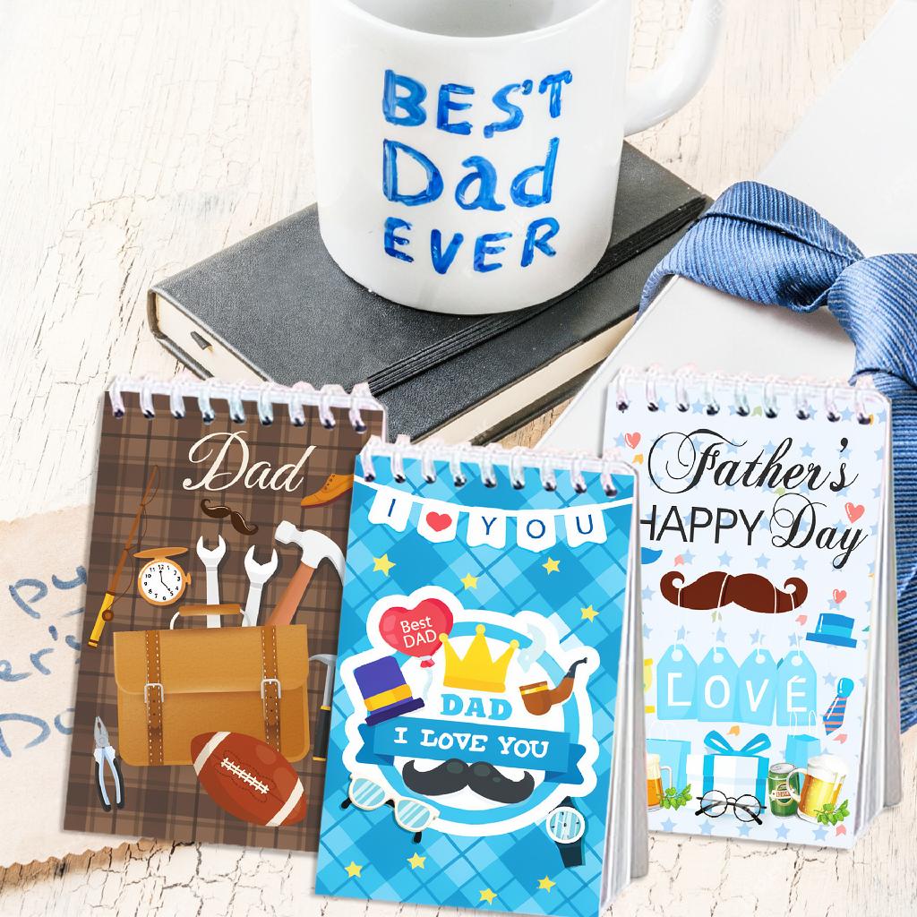 8Pcs 10x6cm Fathers Day Mini Spiral Notebook Best Dad Notepad Back To School Supplies Classroom Rewards Goodie Bag Fillers Gift