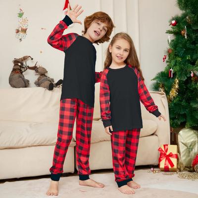 Yousheng 2Pcs/Set Family Matching Pajamas Set O Neck Long Sleeves Top Plaid Trousers Festive Parent-child Sleepwear Set Adults Kids Loungewear