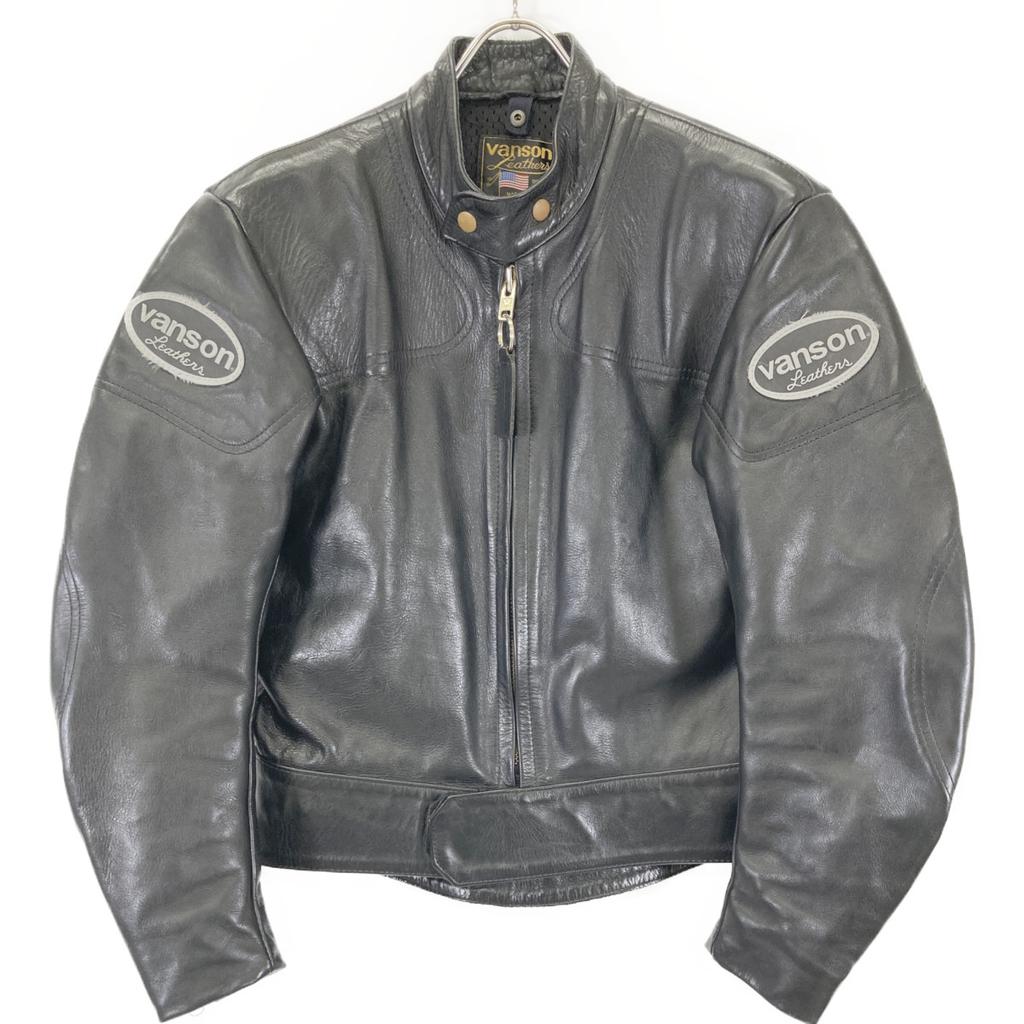 VANSON BLACK MANX SINGLE RIDER'S JACKET Jacket 42 blackUsed