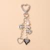Cute Crystal Love Heart Keychain Women Girls Pear Beaded Key Ring Pendants for Women Girls Handbag Decor DIY Jewelry Gifts