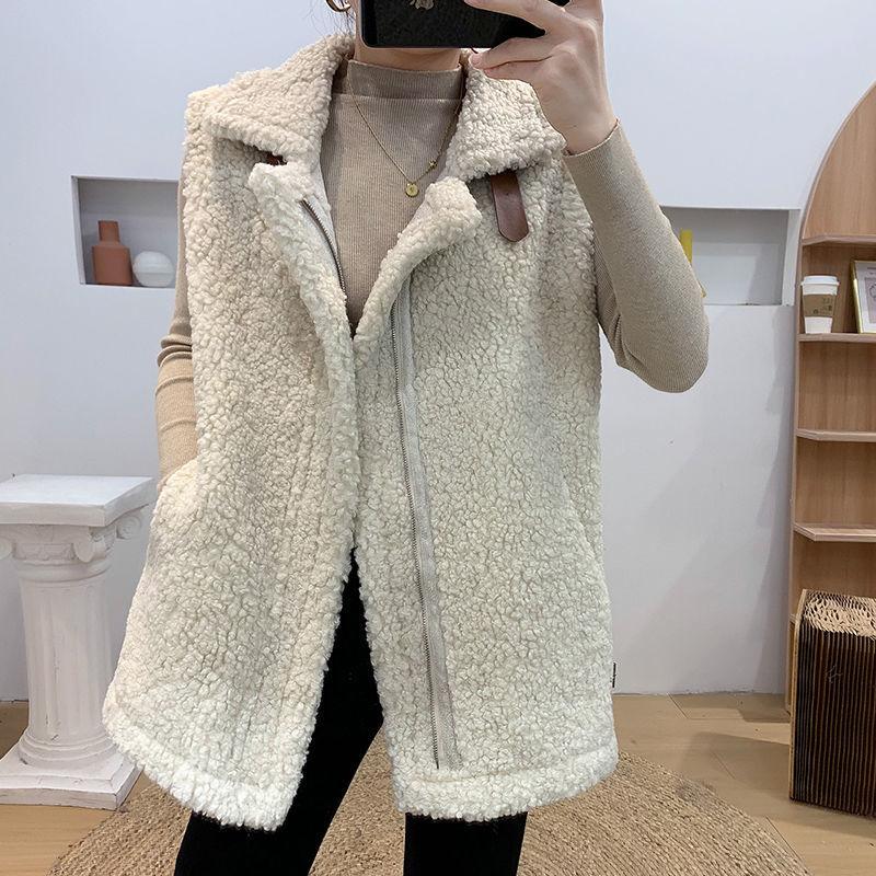Lamb wool vest women's Korean version 2024 spring and autumn new fur integrated loose vest vest vest jacket