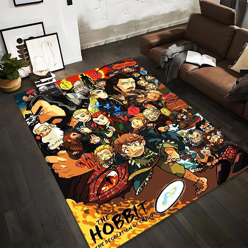 

Cartoon Style Hobbit Carpet Design Featuring Movie Characters Suitable for use as an anti-slip for living room bedroom sofas 40x60cm( 15x23in )