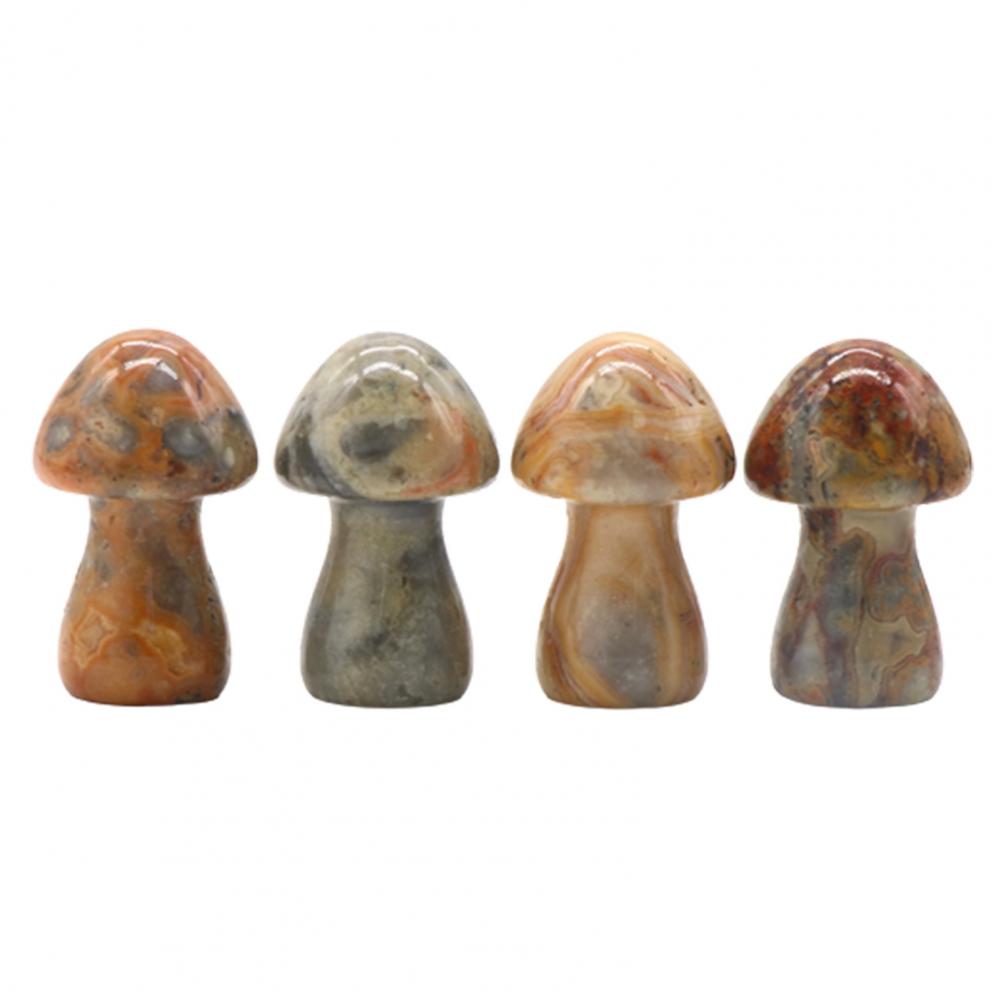 Mushroom Figurine Carved Nice-looking Clear Texture Smooth Edge Mushroom Micro Ornament DIY Faux Crystal Mushroom Figurine