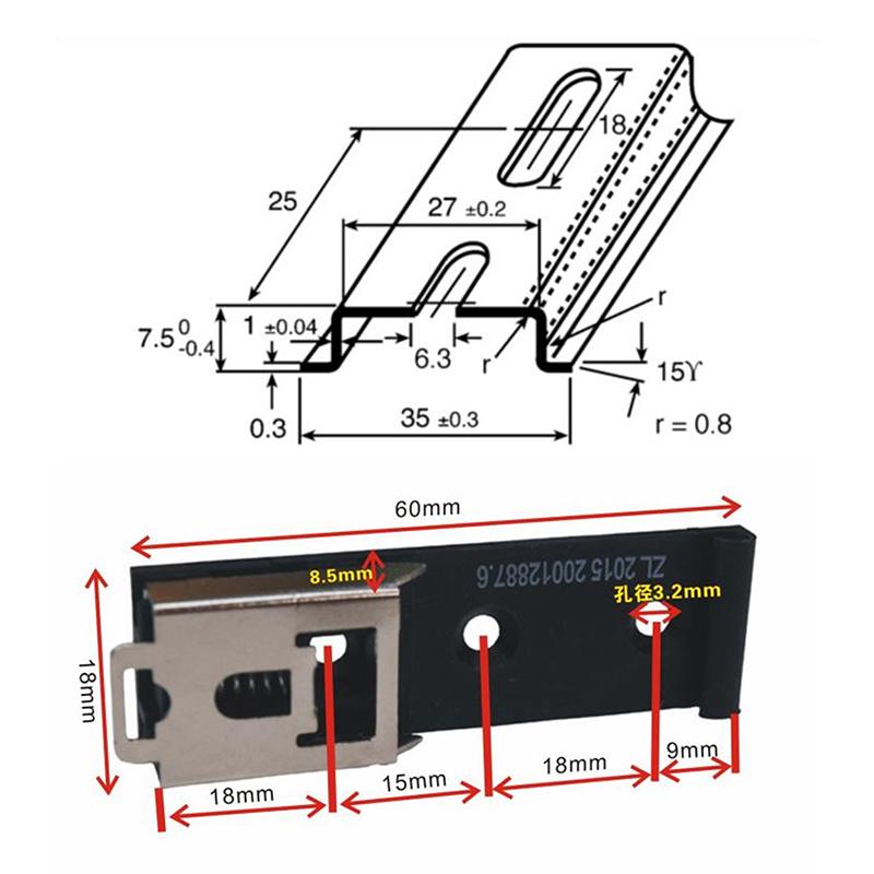 C45 Electrical Installation Guide Rail Buckle 35MM U Shaped DIN Rail Holder Universal Rail Buckle Rail Fixed Clamp Fastener Clip