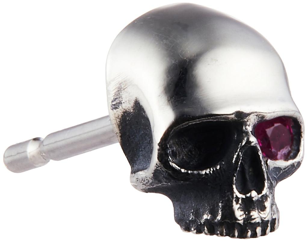 Dr MONROE Skull Silver Natural [Dr. Monroe] Earrings, 925, Ruby, PE-30-SV2-RU