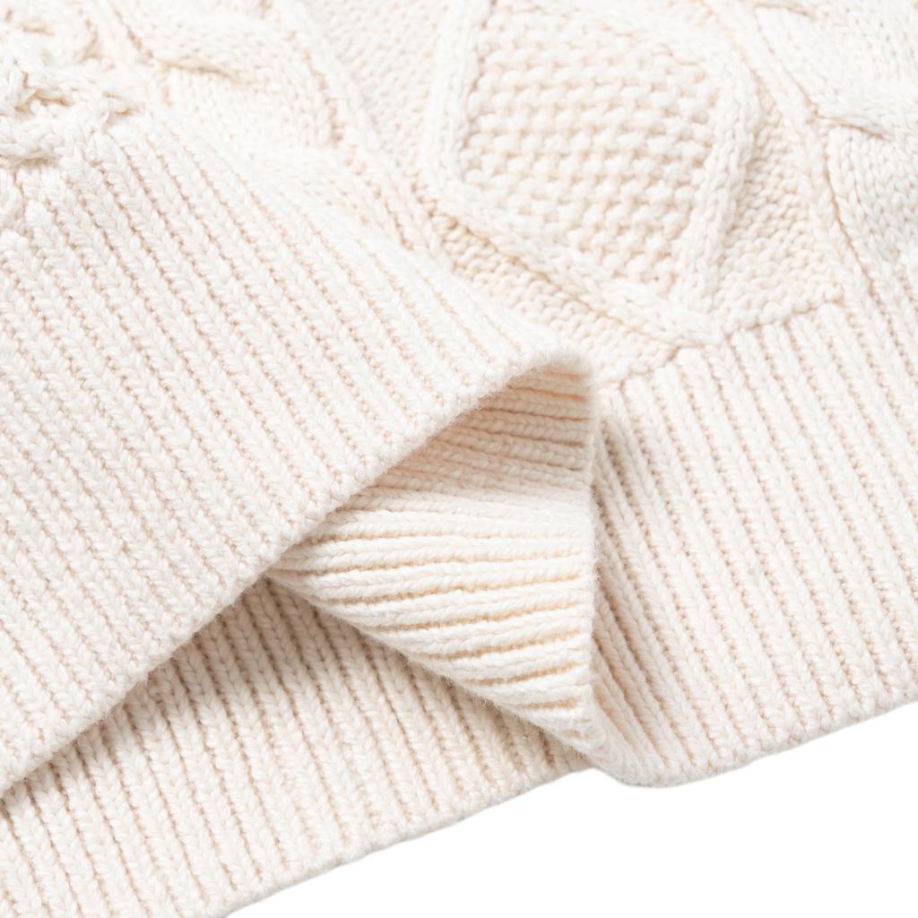 Polo Ralph Lauren SS23 Solid Color Chunky Knit Crew Neck Ribbed Hem Sweater Men Sweater White 710826253-003