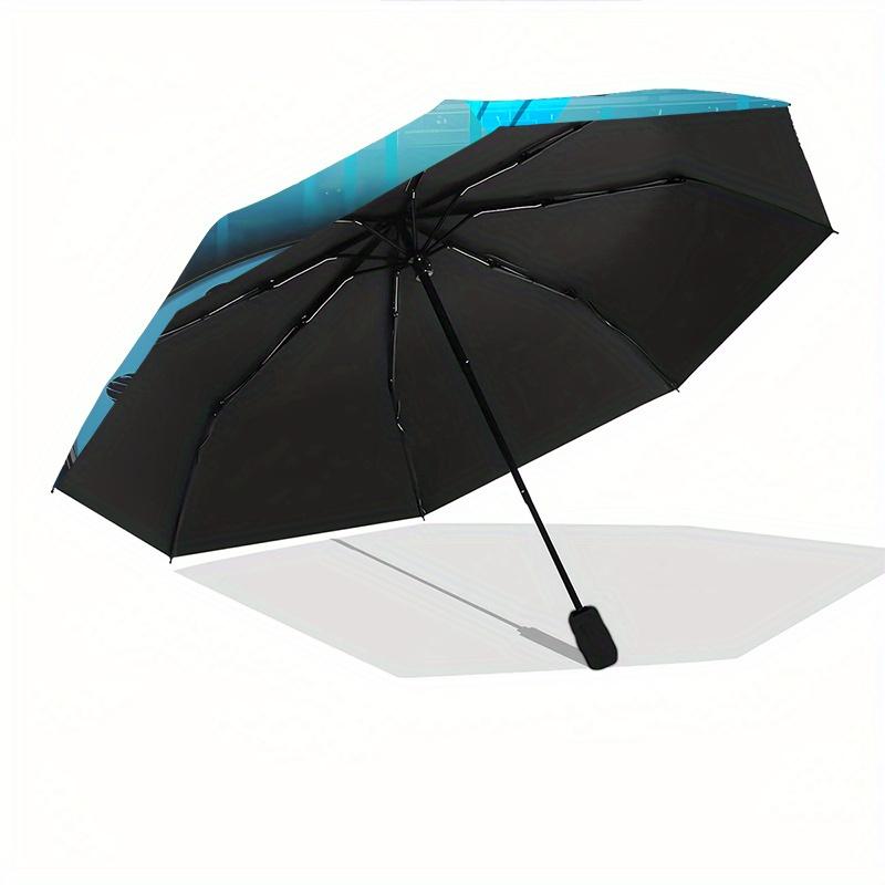 Chelsea Football Club Crest Automatic Folding Umbrella 8 Ribs, Durable Iron Frame, Bright Color Pattern Compact Travel Umbrella, Suitable f