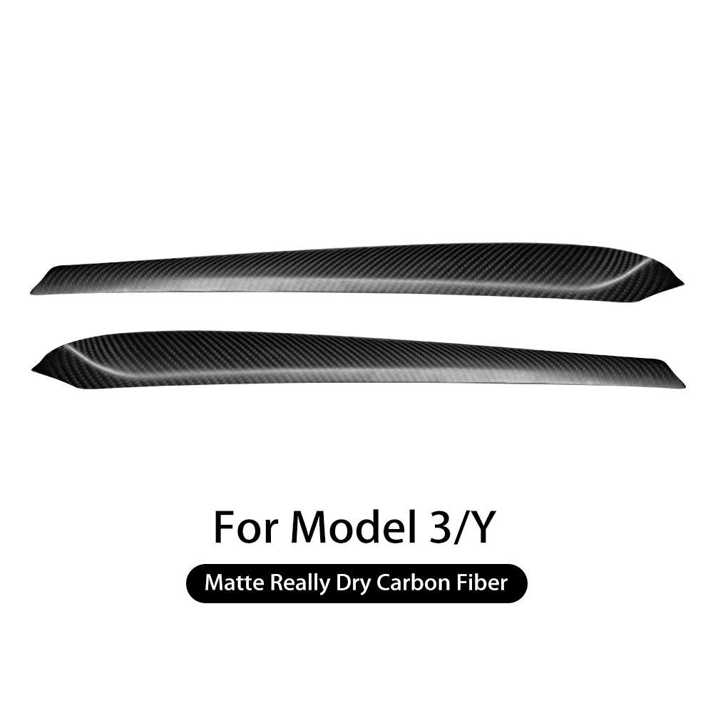 Car Front Door Inner Armrest Panel Cover Trim For Tesla Model 3 - Model Y - Real Dry Carbon Fiber Accessories Matte Carbon Fiber