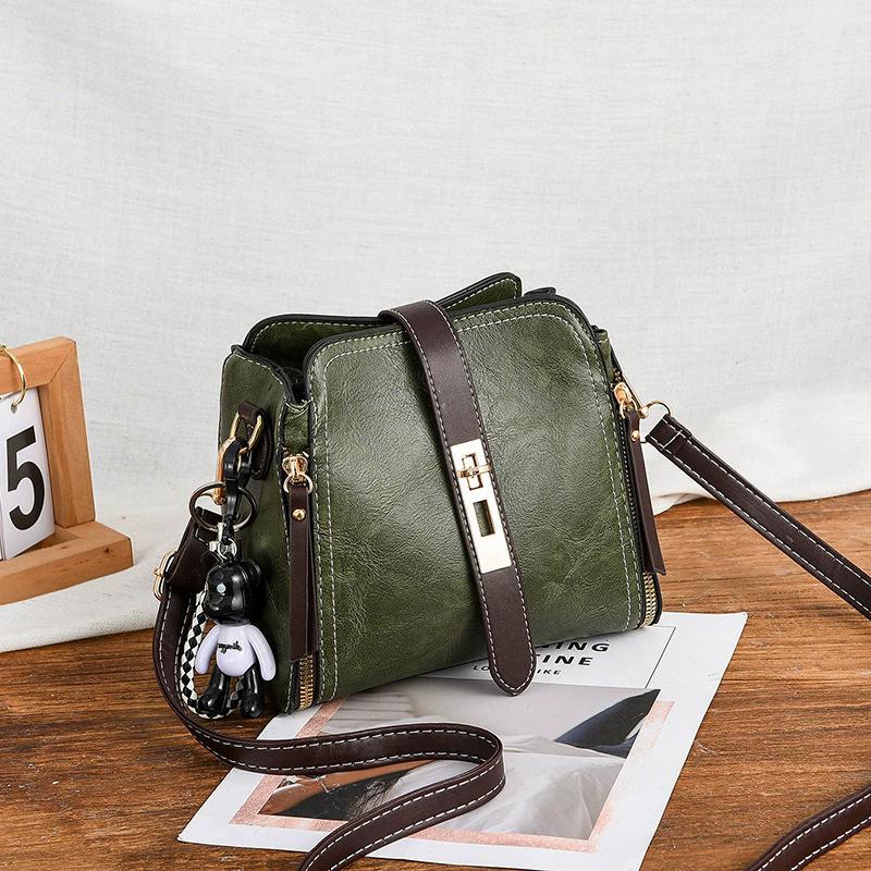 Borsa a secchiello da donna con stampa monogramma, tracolla, borsa a mano vintage con chiusura dorata, tracolla regolabile