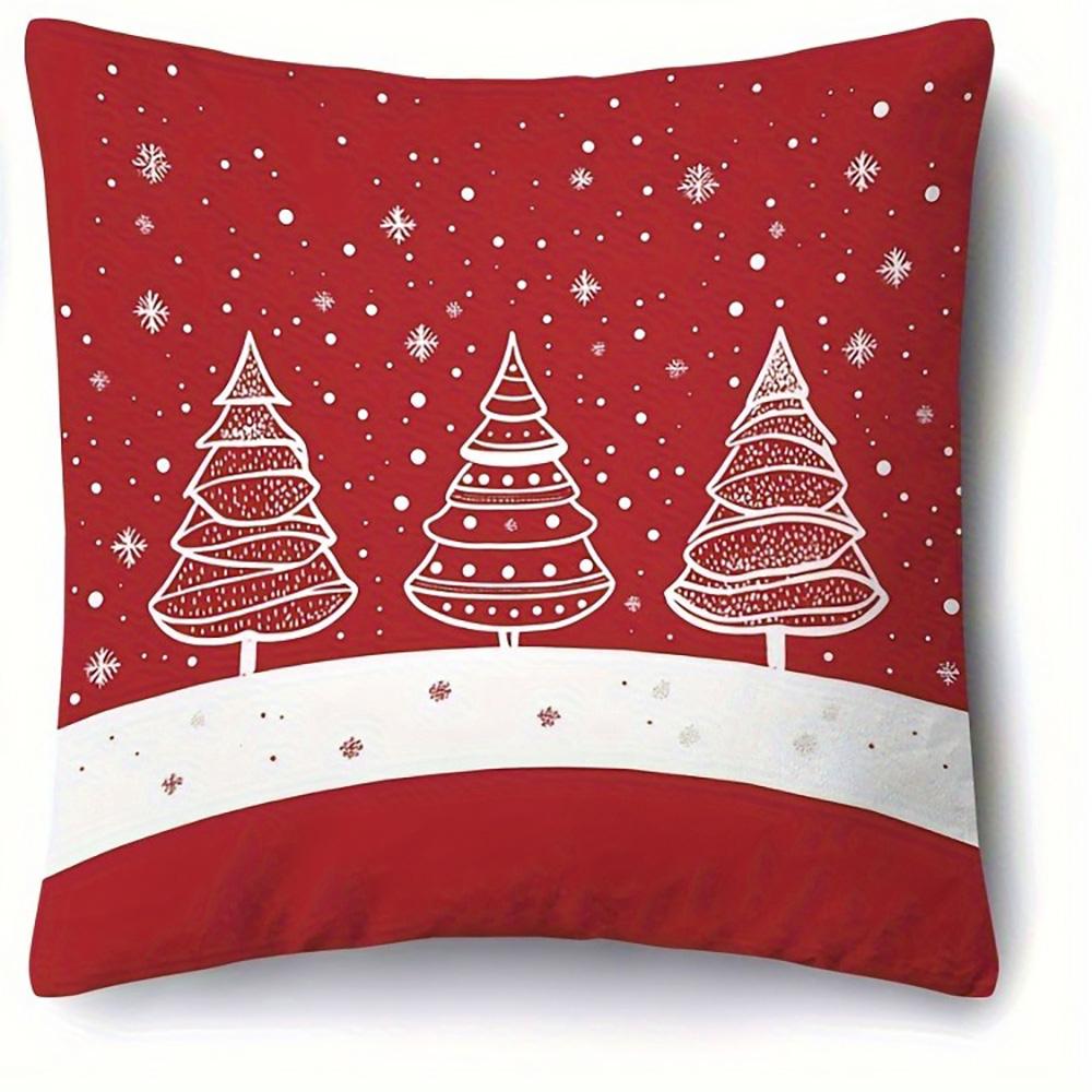 

Red Christmas Pillowcases: Snowflakes, Merry Christmas, Deer & Trees - Festive Decor Sofa bed cushion cover,home decoration 16x16Inch