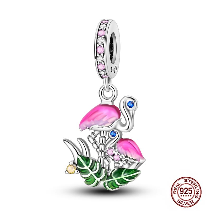 Colorful Heart Murano Glass Flower Travel Pink Charm Bead Components Copper Metal Compatible With Authentic Original Bracelet High Quality Fine