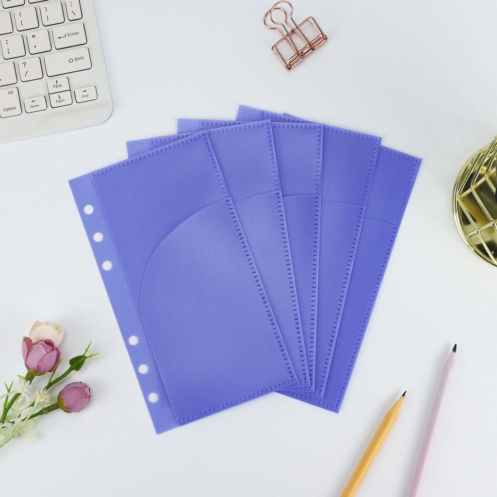 A6 Blue Binder Pockets Binder Folders for Notebook Divider Page Waterproof PVC Leaf Document Filing Bag