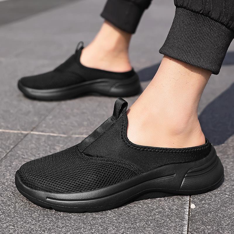Baotou half slippers large size new breathable and lightweight soft sole mesh casual shoes beach walking travel sandals
