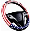 Dotesy Leather Auto Steering Wheel Cover, Fashion Flag Style Car Steering Wheel Cover Protector Universal for 36.5-38cm (n Flag)