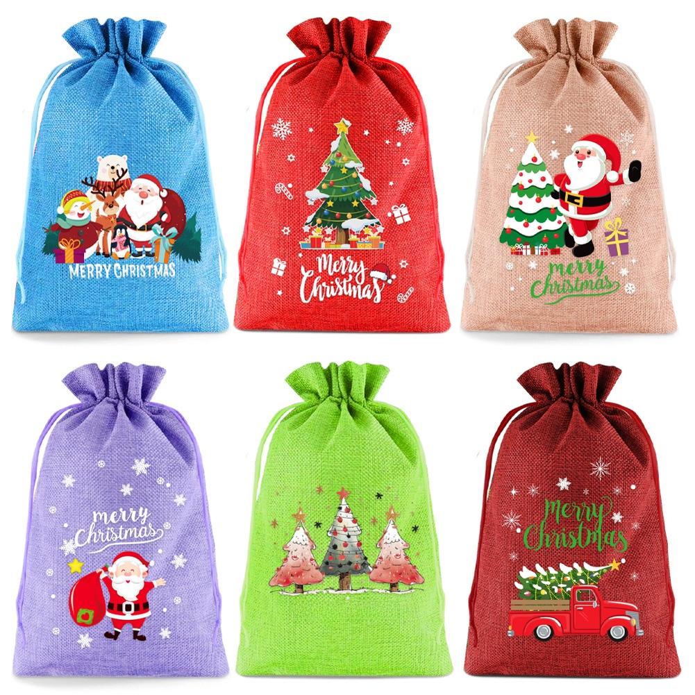 For Kids For Parties Holiday Present Bags Christmas Drawstring Bags Festive Gifting 20*30cm Assorted Colors Present Bags Xmas