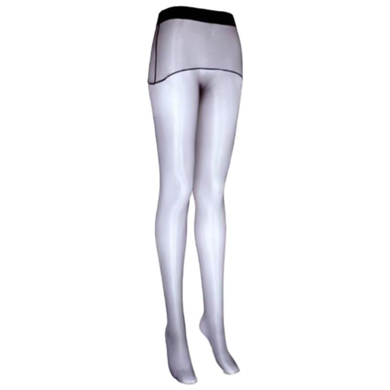 Plus Size Aurora Pantyhose Transparent Waist Seamless Men Women Sexy Oil Shiny Ultra Thin Crotchless Pantyhose