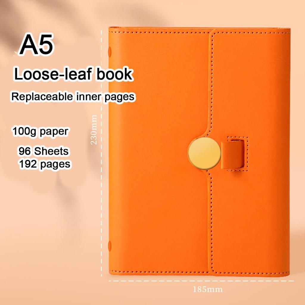 A5 Leather Loose-leaf Student Subject Notebook, Business Notepad, Diary, Work Meeting Record Book, Replaceable Inner Pages