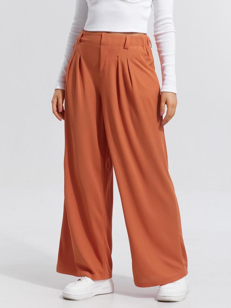 2025 Europese en Amerikaanse Dames Hoge Taille Wijde Pijp Elegante Casual Broek