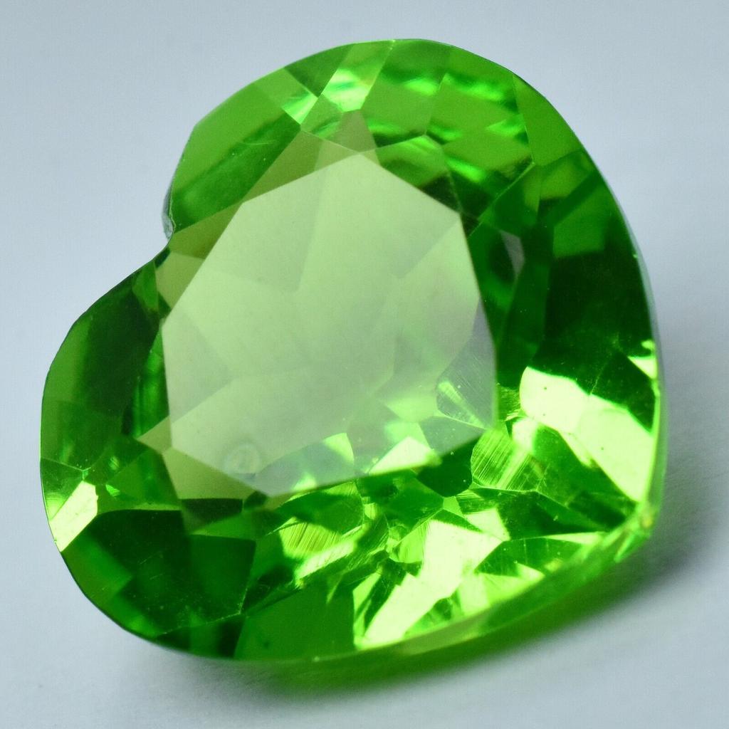 NATURAL Peridot Green 12.30 Ct Stone Gemstone HEART CUT Faceted