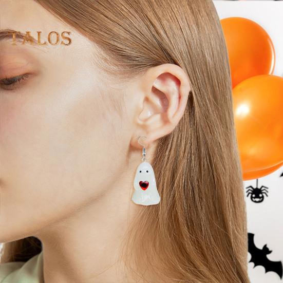 

Украшения с привидениями, светящиеся в темноте, ожерелье с привидениями, серьги, аксессуар, симпатичный светящийся аксессуар из смолы для Хэллоуина