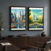 City Landscape Wall Art, Scenery Travel Canvas Painting Modern Poster Prints for Bedroom Living Room Wall Decor