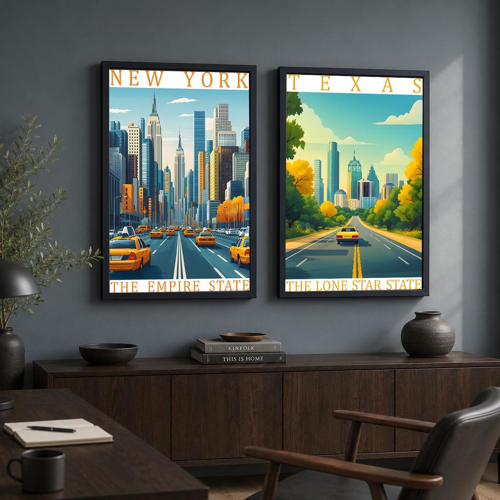 City Landscape Wall Art, Scenery Travel Canvas Painting Modern Poster Prints for Bedroom Living Room Wall Decor