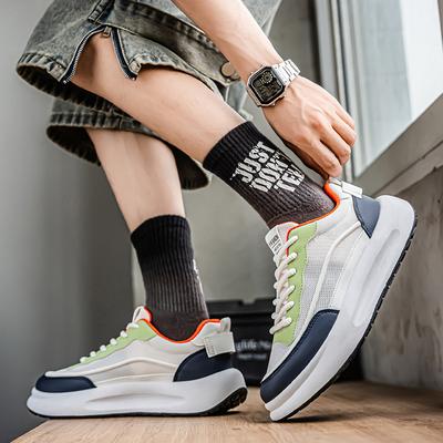 Herren Neue Mesh Atmungsaktive Weiße Schuhe Leichte Low-Top-Schuhe Dicksohlige Höhenerhöhende Schuhe Bequeme und Lässige Schuhe