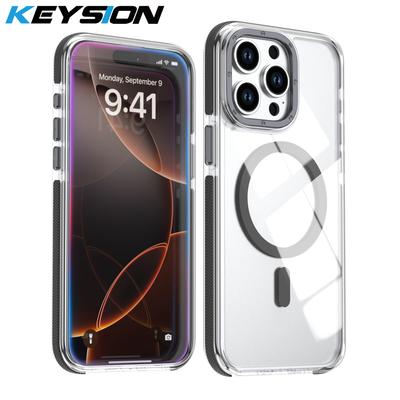 KEYSION Carcasă Magnetică Transparentă pentru MagSafe pentru iPhone 14 15 Pro Max Încărcare Wireless Rezistentă la Șocuri Husă Telefon pentru iPhone 14 15 Plus
