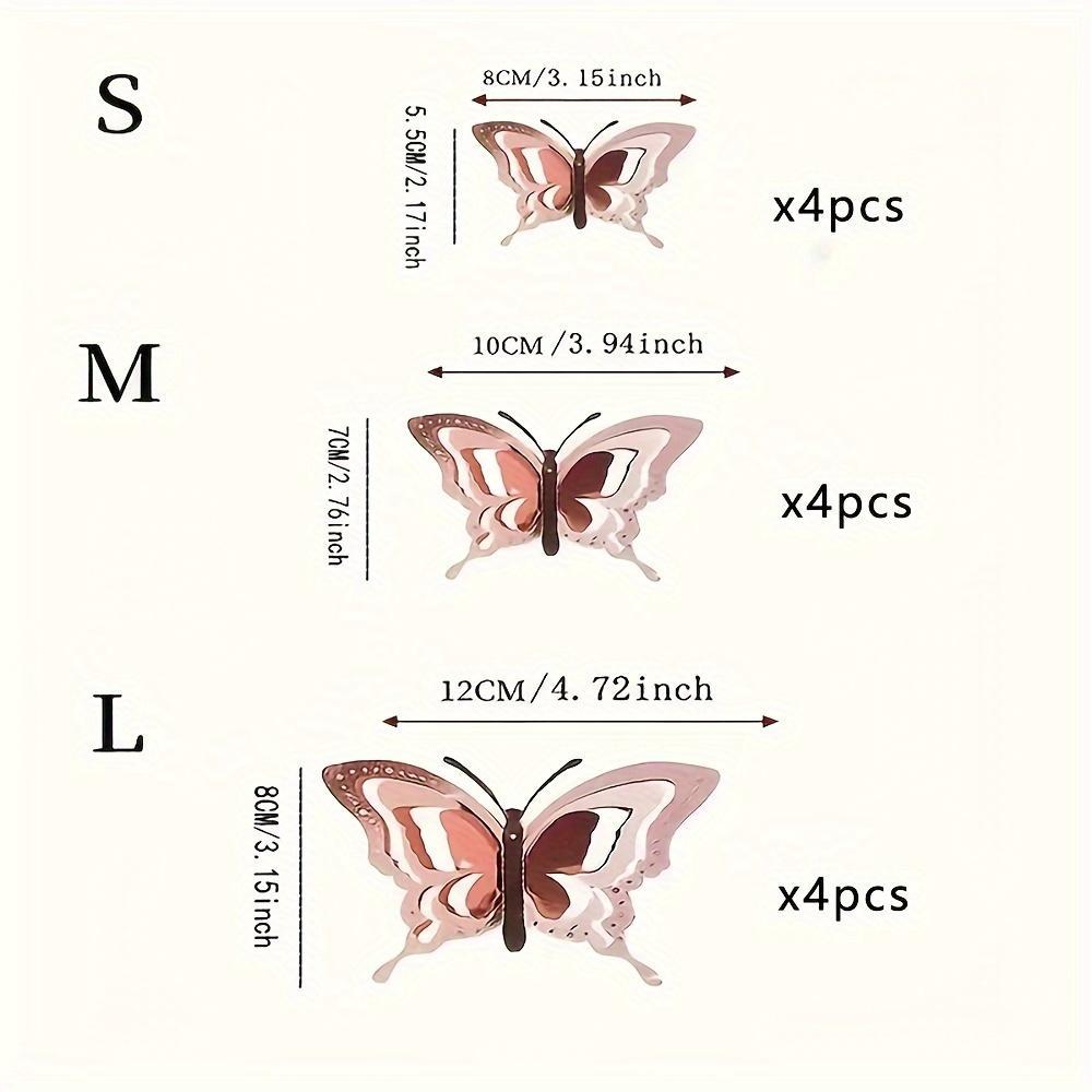 12 Pieces 3D Geometric Butterfly Wall Stickers Modern Design, Self Adhesive, Reusable, Great for Home Decor, Party Backdrops, Bathroom Walls