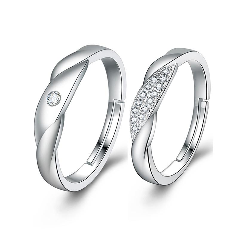 Classic Couple Rings For Men Women CZ Stone Trendy Wedding Lovers' Ring Jewelry Romantic Valentine's Day Present Ring Accessory