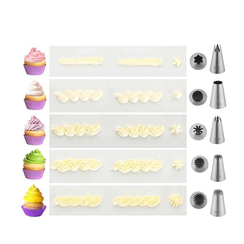5Pcs Stainless Steel Piping Nozzle Cream Cake Cupcake Drop Flower Rose Pastry Nozzles Baking Tools #1M 6B 195 1A 853