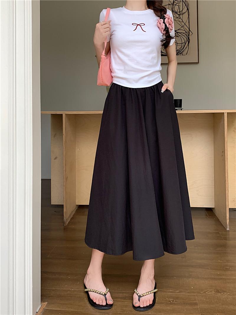 

DX~~Хит продаж, новая утягивающая юбка средней длины с большим подолом и высокой талией, с ниспадающей юбкой А-силуэта для женщин One size чёрный