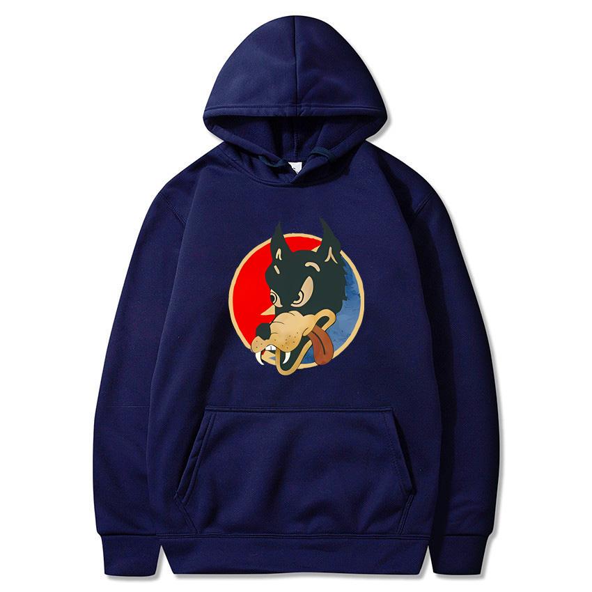 2025 Autumn/Winter Solid Color Wolf Head Classic Hoodie Men's Daily Casual Harajuku Hoodie Y2K Street Wear Warm Hoodie