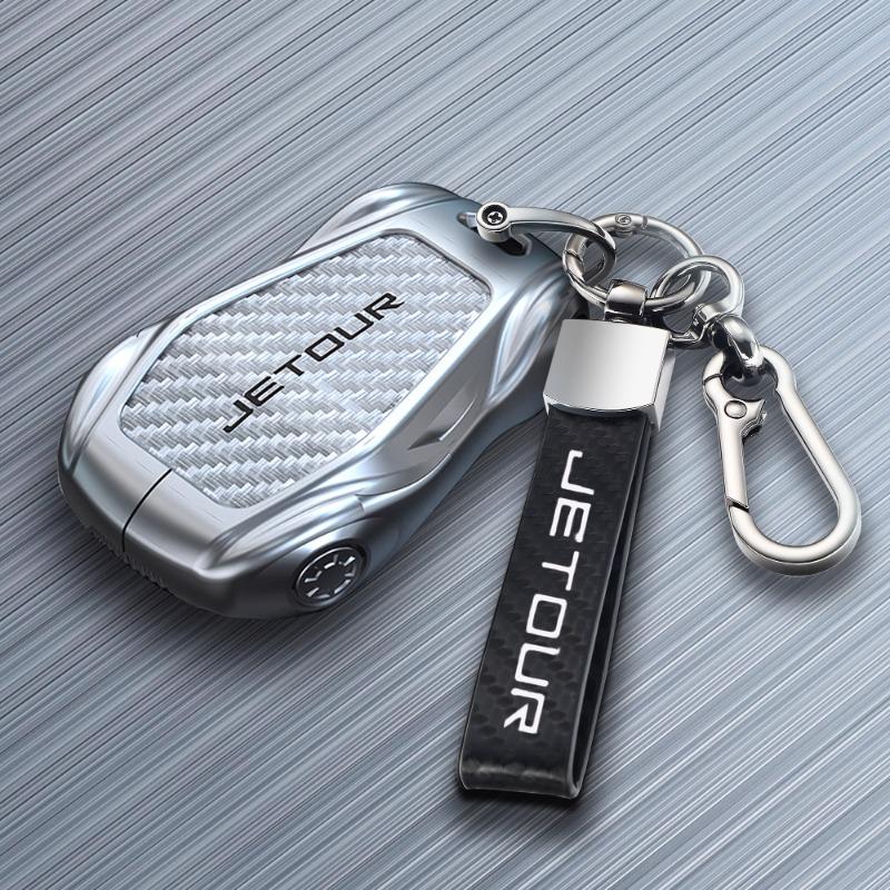 For Jetour X90 Plus / X70 Pro / X95 / X70S Key Fob Cover - Premium Zinc Alloy Full Protection Case With Anti-Loss Keychain