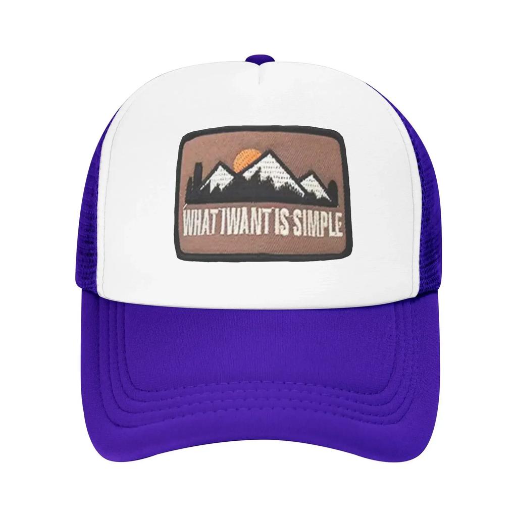 Druck Sonnenuntergang Berg Was ich will ist einfach Mädchen Individuell Netz Baseballkappen Damen Frühling Männlich Strand Papa Hut Snapback Kappe