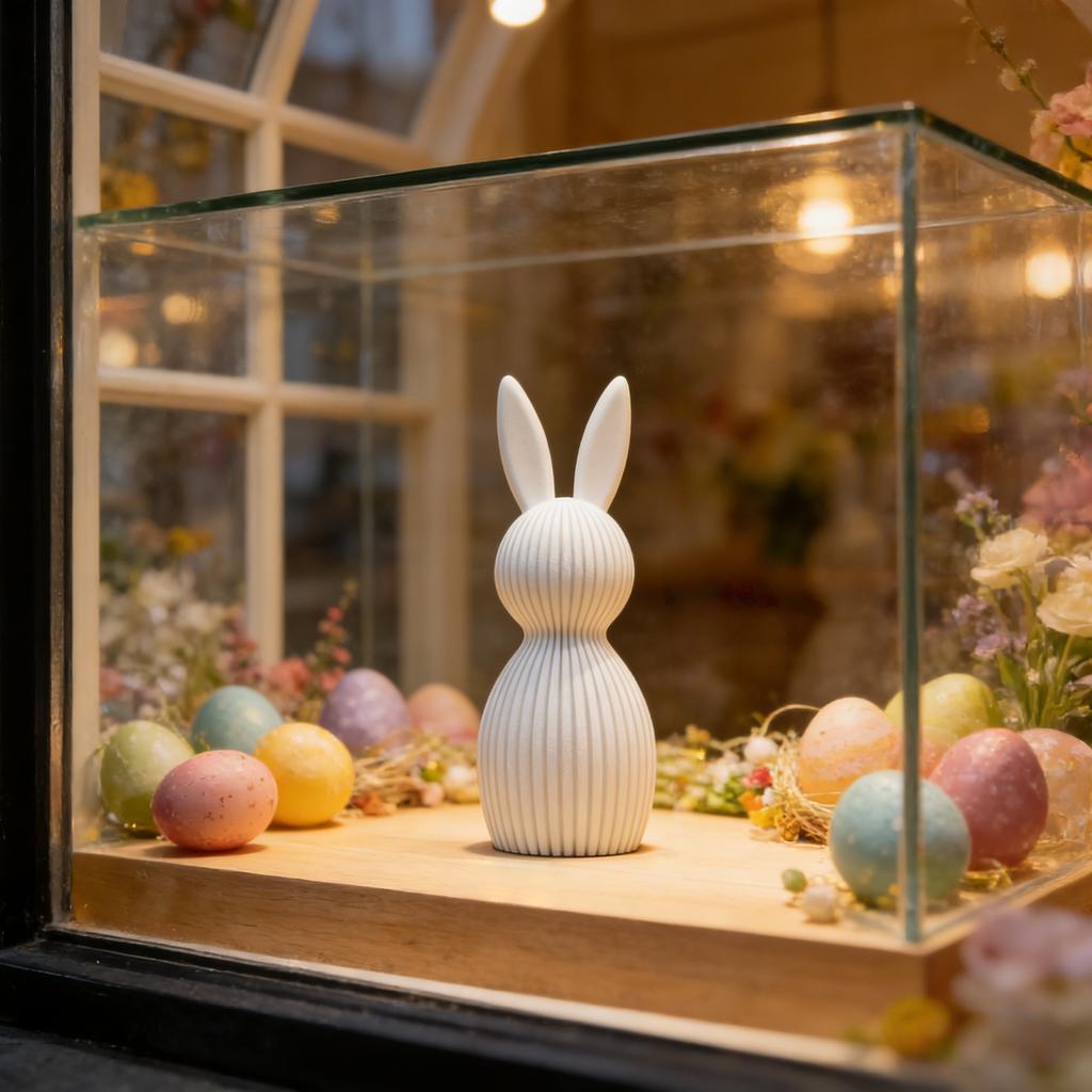 3D Printed Easter Bunny Striped Figurine | Festive Home Decor