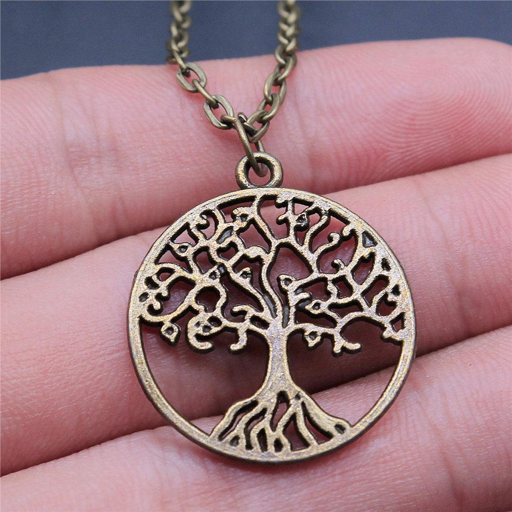 Tree of Life Floral Mandala Pendant Antique Bronze Metal Bridesmaid Choker Necklace Trendy Gift