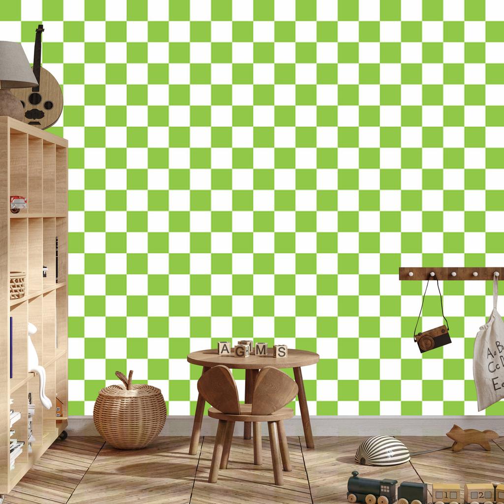 Lime Checkerboard Wallpaper for Living Room and Bedroom 50x1000