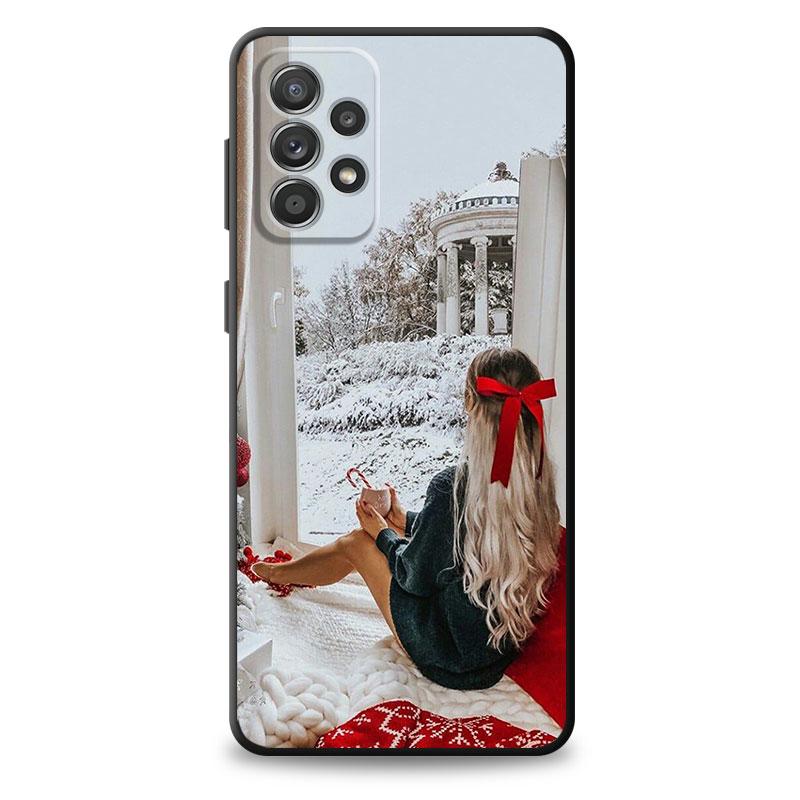 Merry Christma Winter Girl Black Shell Back Phone Case for Vivo S1 Y70 Y17 V21 Y53 V17 Y31 V20 Y11 Y72 5G Y19 Y15 Y81 Y20 Bag